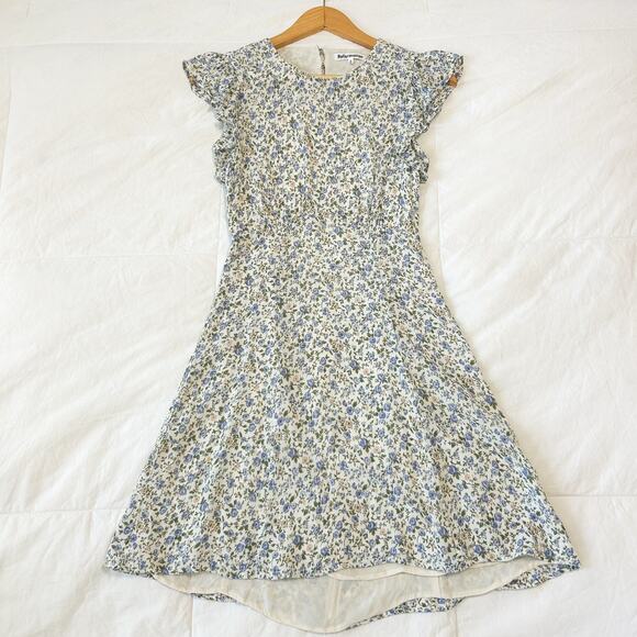 Reformation Idalia Open Back Floral Mini Dress Blue White Size 6 - Picture 3 of 8
